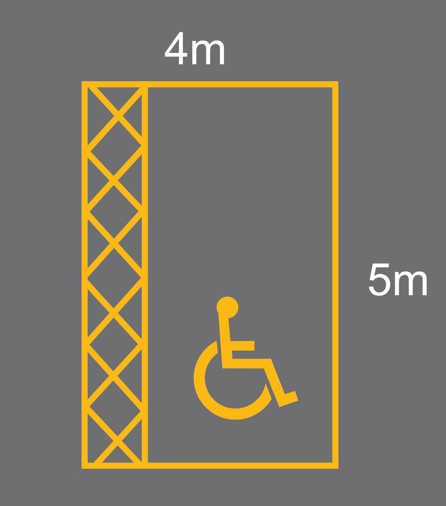 Disabled Parking Bay 1 Side Hatching 4x5m