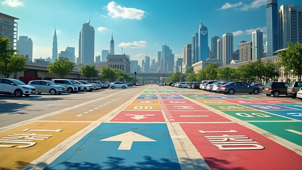 Colorful Parking Area Markings Enhance Safety